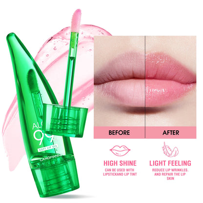 Langmannni Aloe Vera Moisturising Lip Gloss Warm Feeling Colour Changing Lip Glaze Long Lasting Moisture Lip Oil